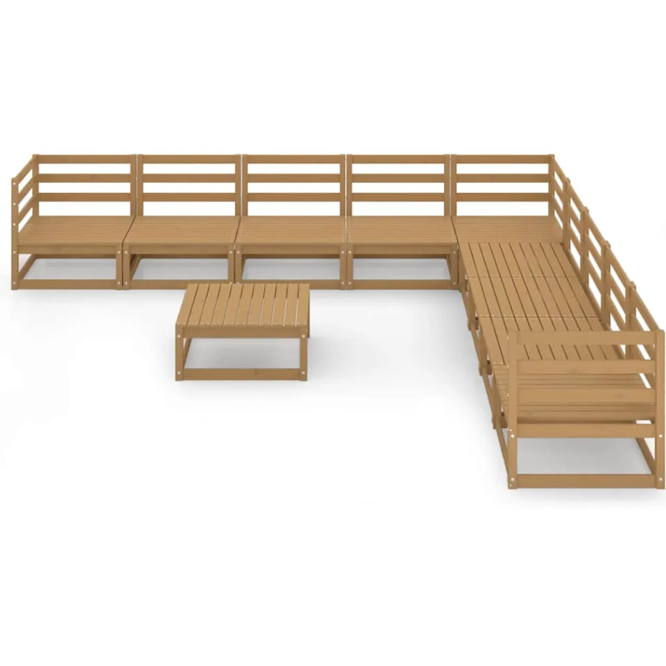 vidaXL 10-delige Loungeset massief grenenhout honingbruin