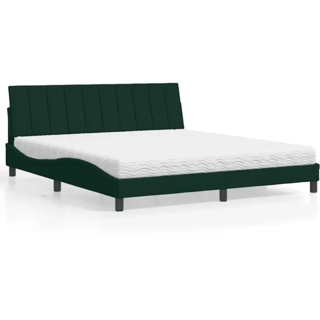 vidaXL Bed met matras "Hanko" fluweel donkergroen 180x200 cm