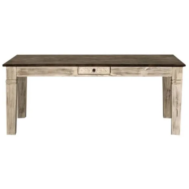 MASSIVMOEBEL24 .DE CASTLE-ANTIK #106 eettafel wit gewaxed massief hout mango / acacia 130x90x76 cm (BxTxH)