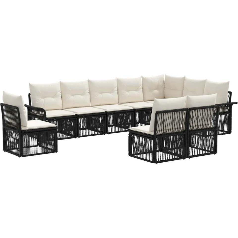 vidaXL Tuinbankenset 10 st 10-zits Zwart poly rattan, foto 3