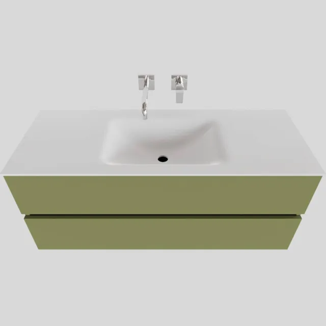 Boss & Wessing Badkamermeubel Solid Surface BWS Oslo 120x46 cm Midden Mat Groen (zonder kraangaten)