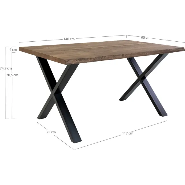 House Nordic Eetkamertafel Toulon Smoked Eikenhout 140cm
