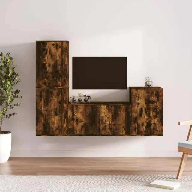 vidaXL 4-delige Tv-meubelset bewerkt hout gerookt eikenkleurig, foto 2