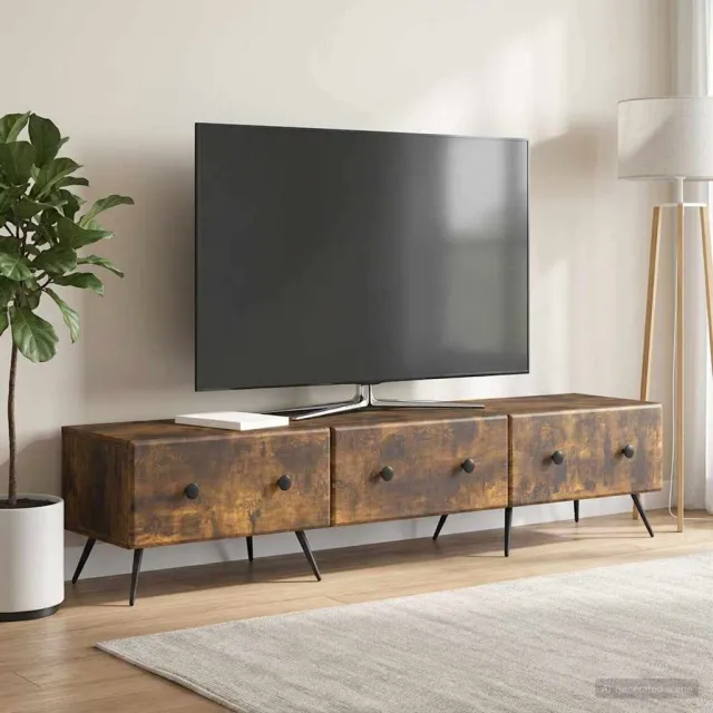 vidaXL TV-kast met lade Gerookt eiken 147 x 34,5 x 30 cm Bewerkt hout, foto 2