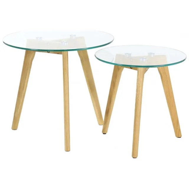 HOME DECO FACTORY set 2 bijzettafels - gehard glas Transparant
