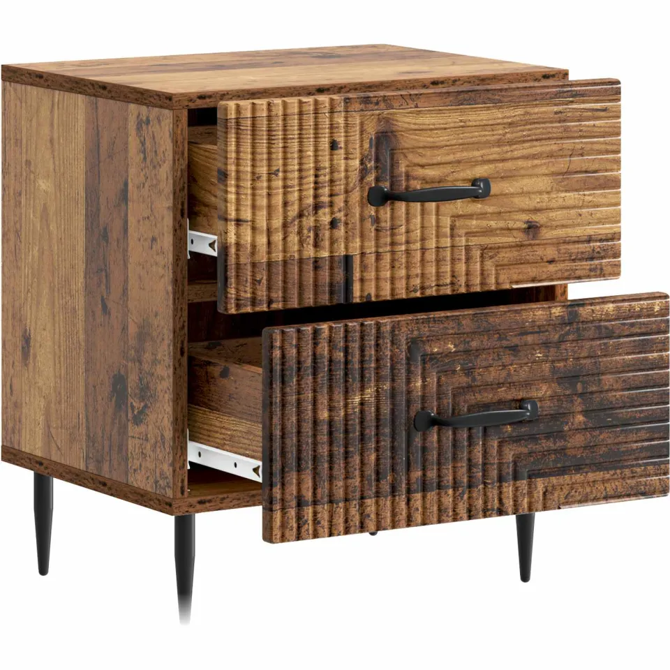 vidaXL Nachtkastje Oud hout 43 x 34,5 x 47,5 cm Bewerkt hout bruin, foto 3