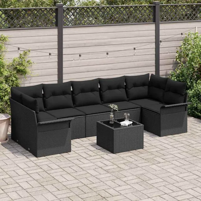 vidaXL Tuin Sofa Set 8 st Zwart poly rattan, foto 2