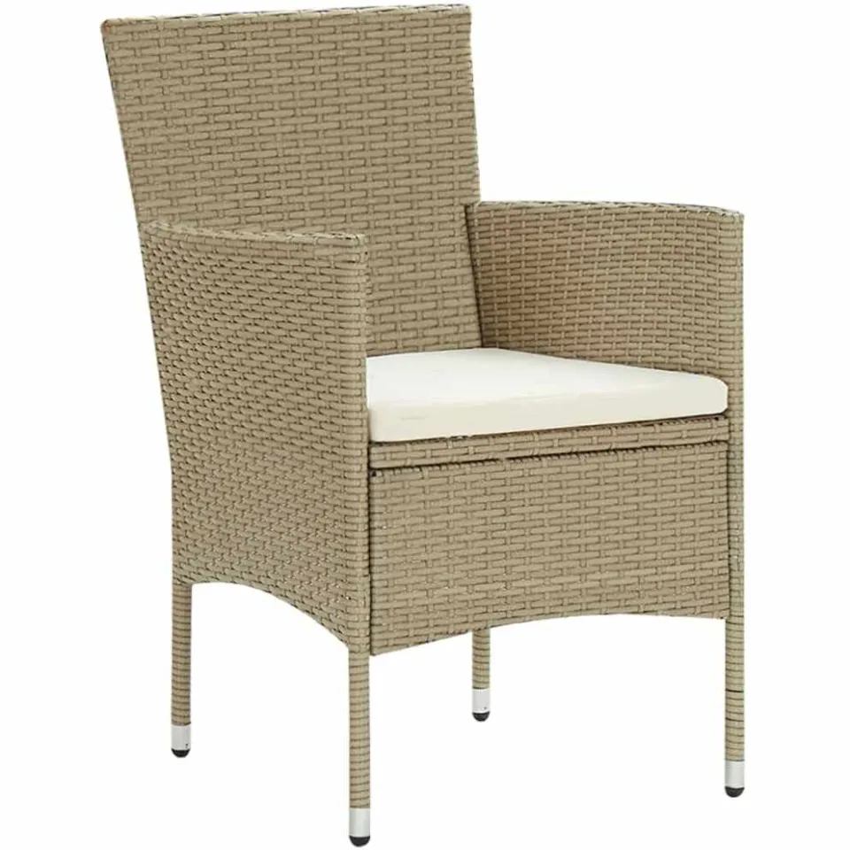 vidaXL 9-delige Tuinset met kussens poly rattan beige, foto 4