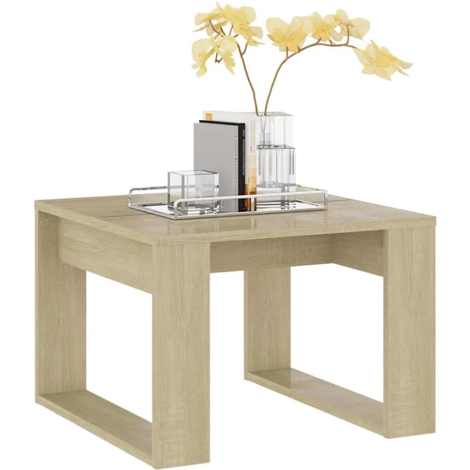 vidaXL Bijzettafel 50x50x35 cm bewerkt hout sonoma eikenkleurig, foto 3