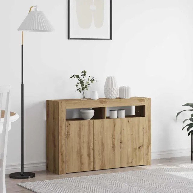 vidaXL Dressoir Artisanaal eiken 116 x 30 x 75 cm Bewerkt hout Bruin