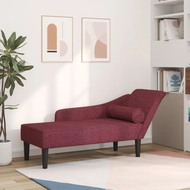 vidaXL Chaise longue met kussens stof wijnrood, foto 2