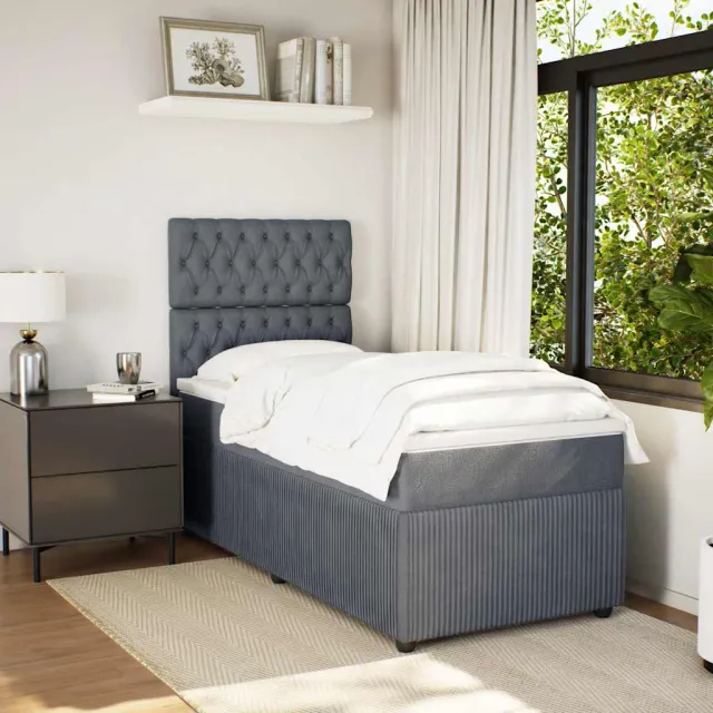 vidaXL Boxspring met matras fluweel donkergrijs 90x190 cm grijs