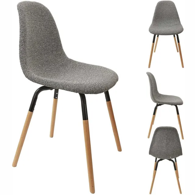 HOME DECO FACTORY Set van 4 stuks Eetkamerstoel Phenix Eettafelstoel - Donkergrijs