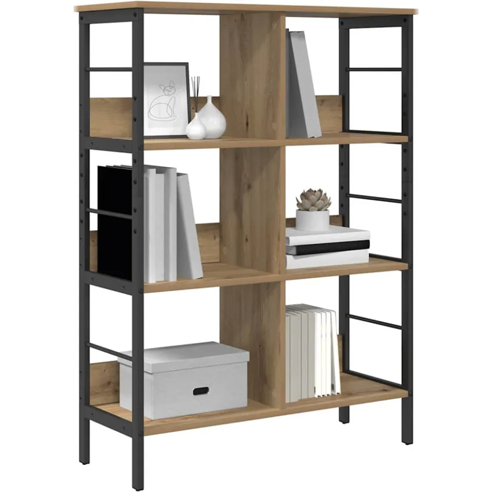 vidaXL Boekenkast 6-laags 82 x 32 x 112 cm Bewerkt hout Artisan Eiken Bruin