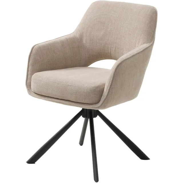 Nest of Nora Set van 2 - Nest of Nora Draaibare eetkamerstoelen met armleuningen Kavo - Chenille - Linnen Beige