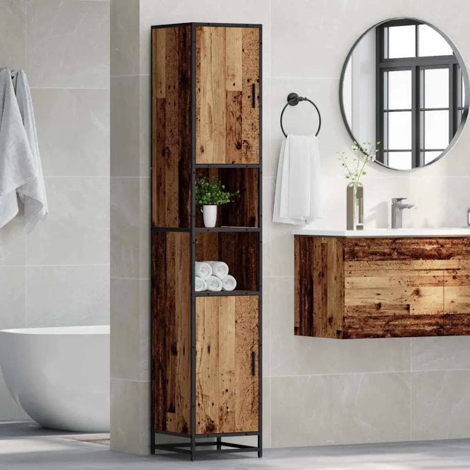 vidaXL Badkamermeubelset Oud Hout 35 x 37,5 x 188,5 cm Bewerkt hout bruin, foto 3