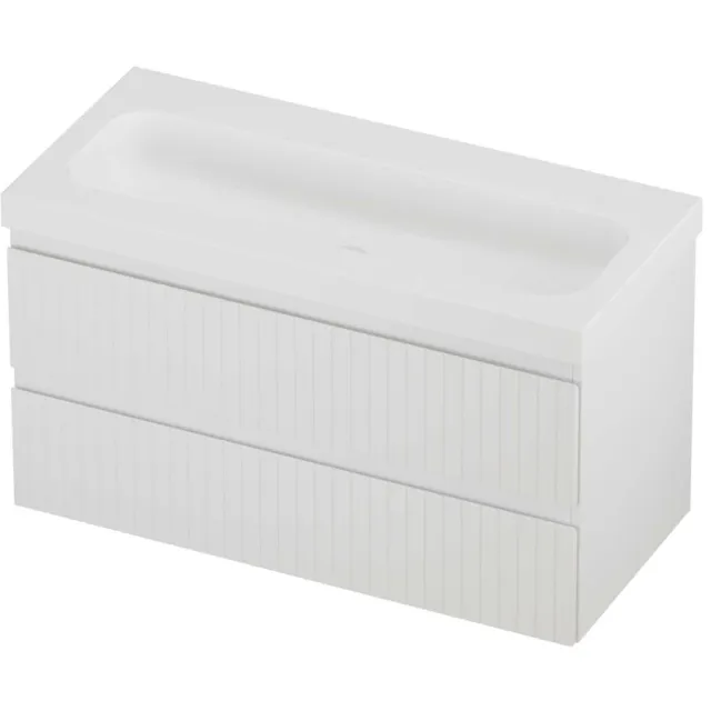 Proline Haga Badmeubelset Polystone Mezza Gefreesd 100x46x58 cm Mat White Mat Wit