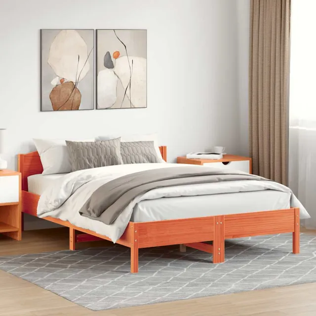 vidaXL Bedframe zonder matras massief grenenhout wasbruin 160x200 cm