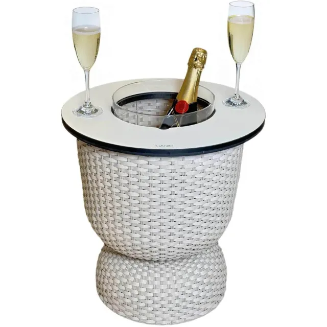 COOTAB Cooler Table 3-in-1 Loungetisch mit Acryl-Kühler Paris 43 cm champagner