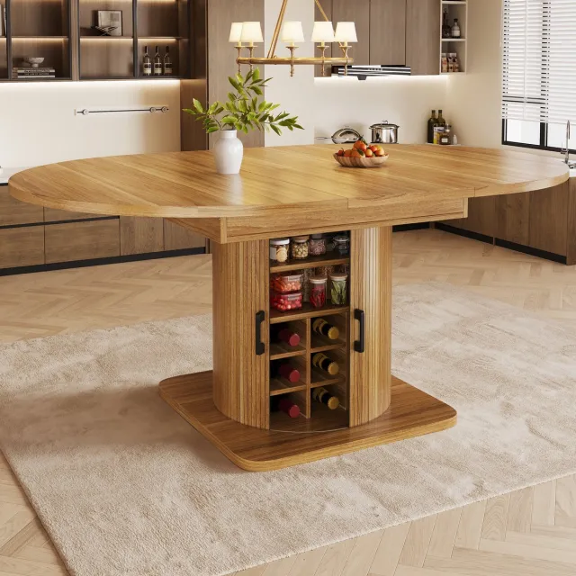 MIVRAY Uitschuifbare Eettafel - Met Verborgen Opbergruimte En Uitneembare Planken - Voor Keuken En Eetkamer - MDF Metaal Donkerbruin