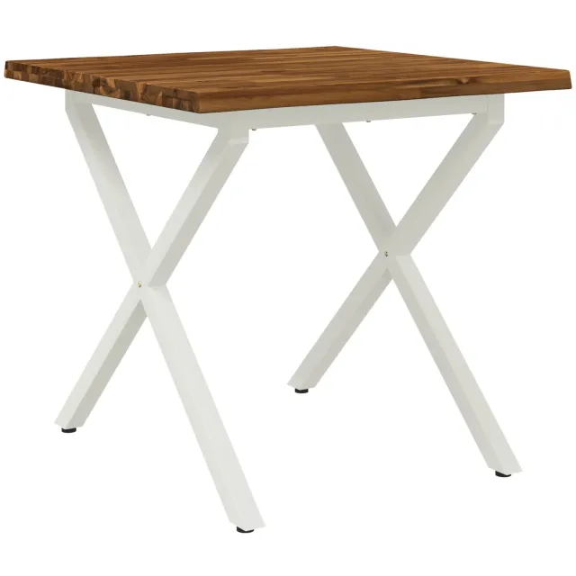 vidaXL Eettafel - met - levendige - rand - 70 - x - 70 - x - 75 - cm - Massief - Acacia - Hout Natuurlijk en Wit