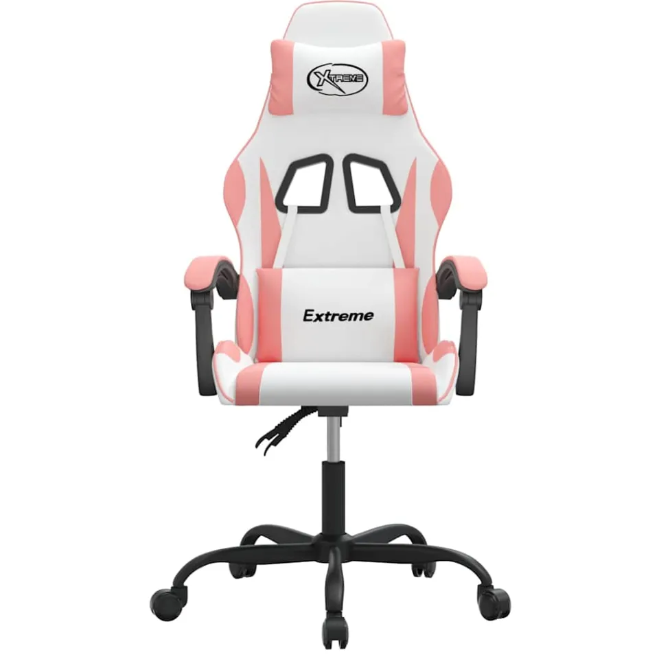 vidaXL Gamestoel draaibaar kunstleer wit en roze