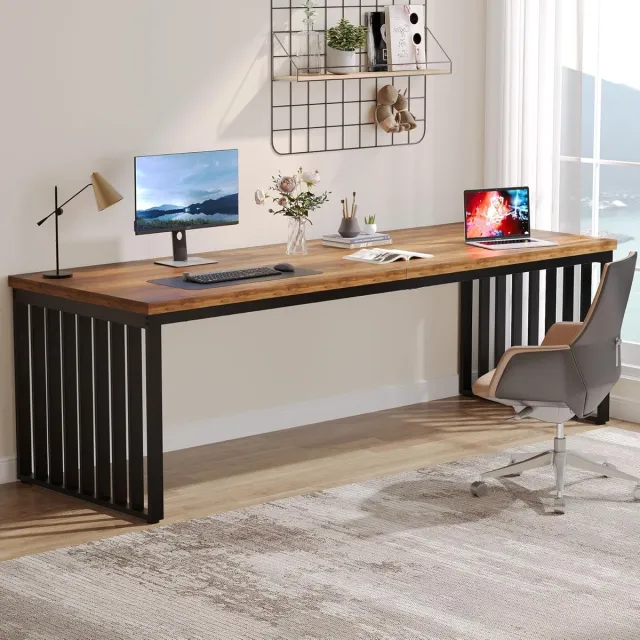 Tribesigns Bureau - Computerbureau - Computer tafel - Bureautafel - Desk - 180 x 60 x 76 cm - Metalen Frame - Hout Look - Bruin