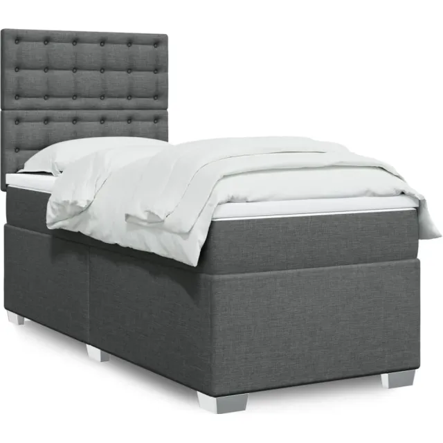 vidaXL Boxspring met matras stof donkergrijs 90x190 cm grijs