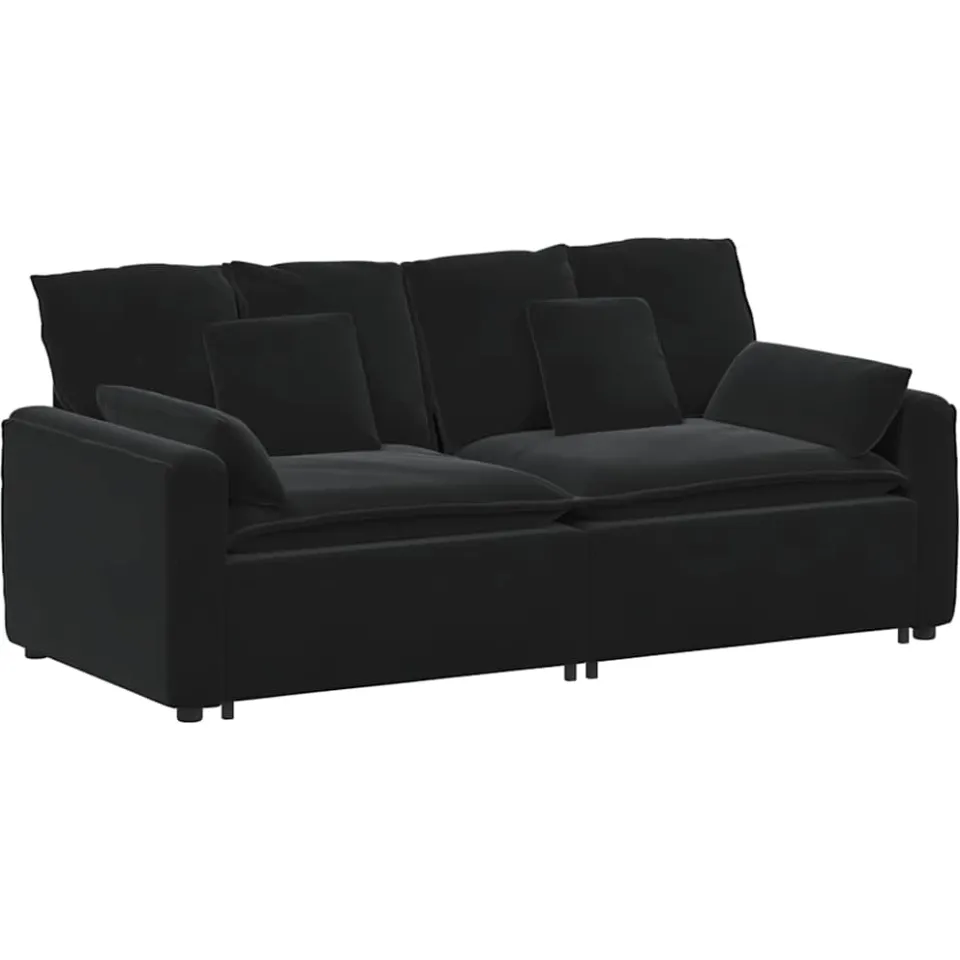 vidaXL Modulaire bank met kussens zwart, foto 3