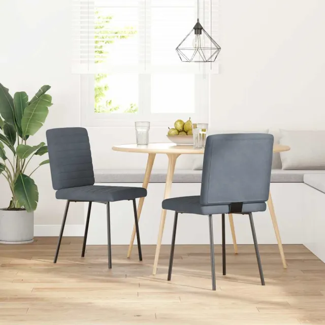 vidaXL Eetkamerstoelen 2 st fluweel donkergrijs grijs, foto 2