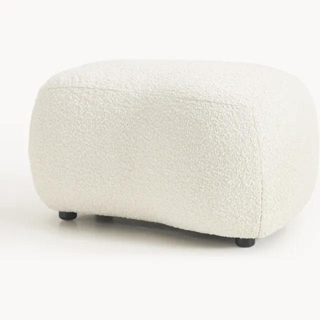 Westwing Collection Bouclé voetenbank Alba Wit