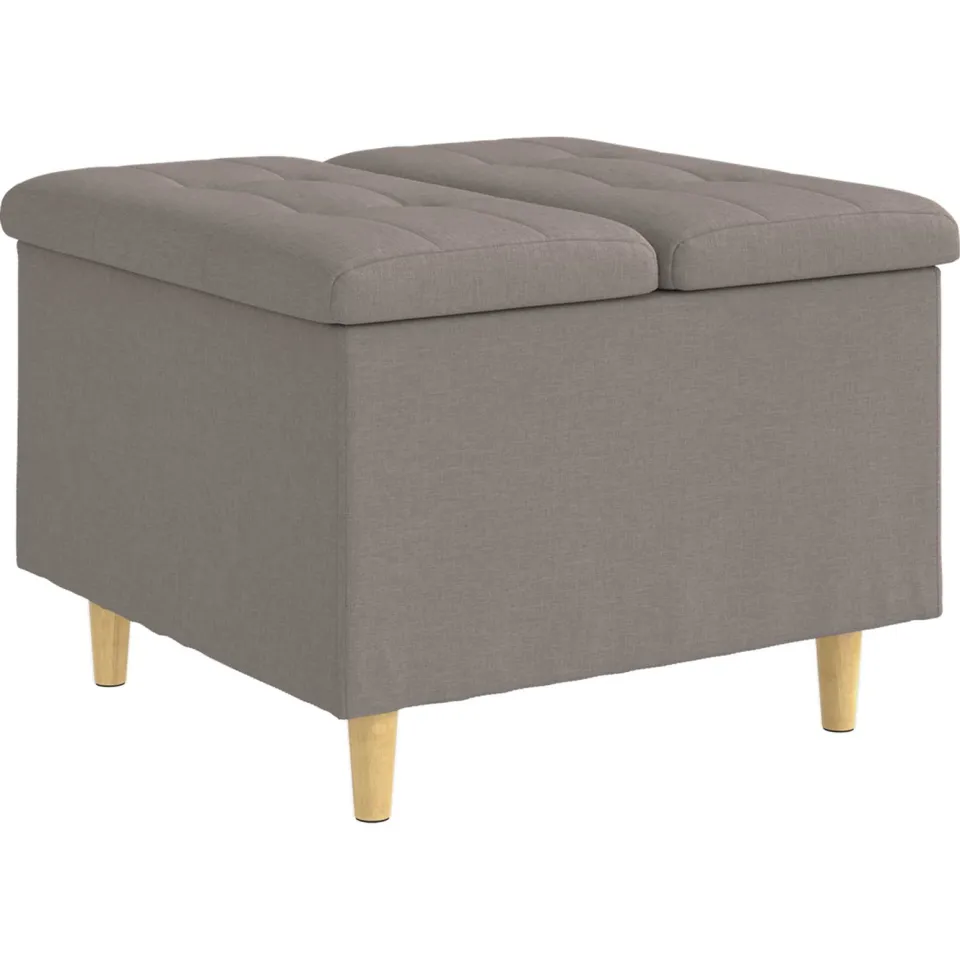 vidaXL Ottoman met Opbergruimte Taupe 60 x 60 x 45 cm Stof, foto 3