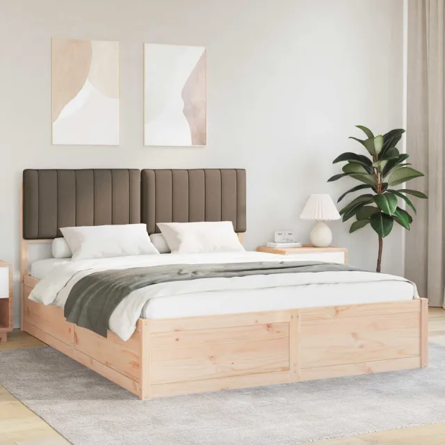 vidaXL Bedframe met Gevoerd Hoofdgedeelte Taupe 160 x 200 cm