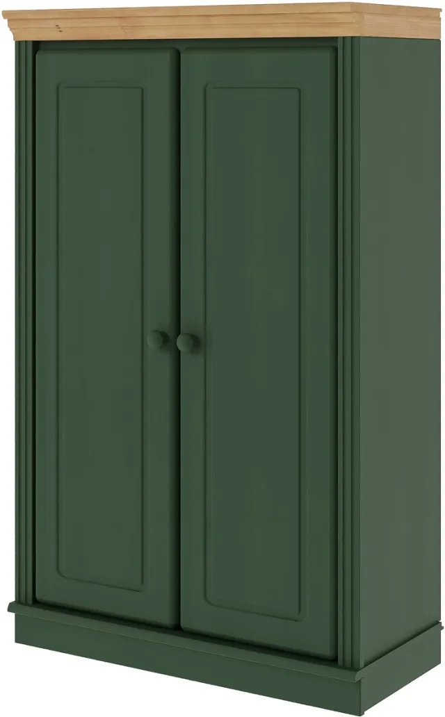 Notio Living Anita-Boekenkast laag met houten deuren in dennengroene beitswas Groen stain wax