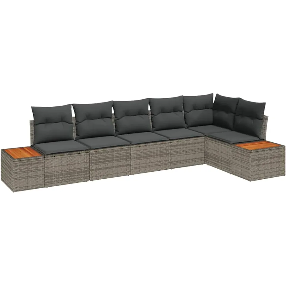 vidaXL Tuinbankenset 6 st Grijs Poly riet
