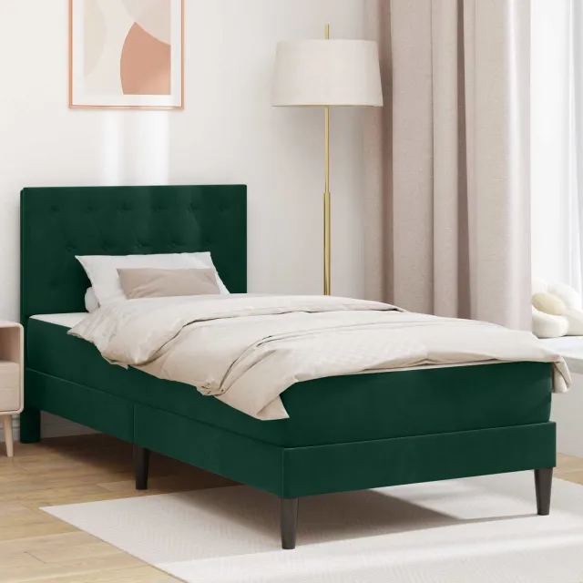vidaXL Bedframe met matras Donkergroen 90 x 190 cm fluweel