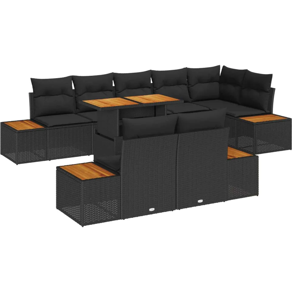 vidaXL Tuin Sofa Set 9 st Zwart Poly riet
