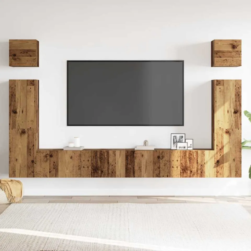 vidaXL 6-delig Tv-meubelset wandmontage bewerkt hout oud houtkleurig bruin, foto 2