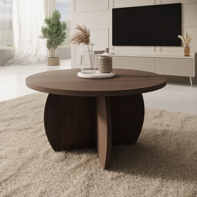 MEUBELLA Trada - Salontafel - Donker eikenpatroon - 74x74x40 cm Bruin