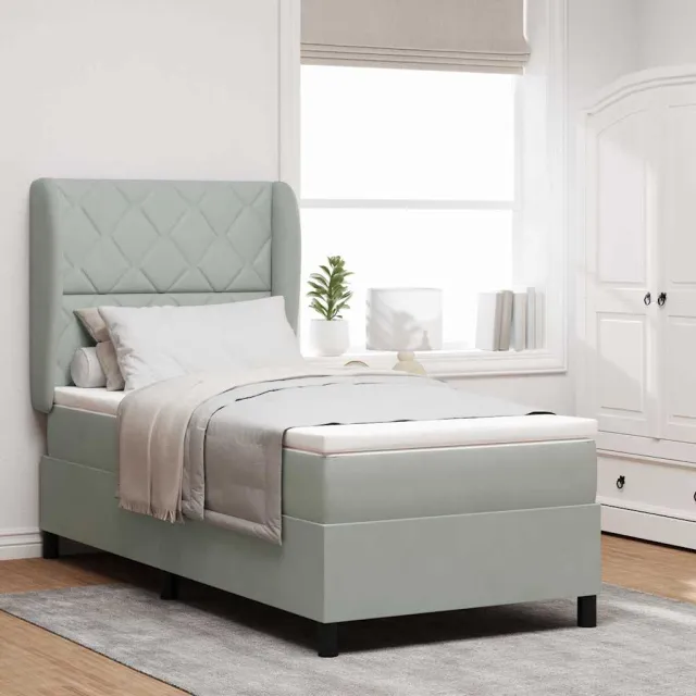 vidaXL Boxspringbed met hoofdeinde Lichtgrijs 190 x 90 cm Fluweel