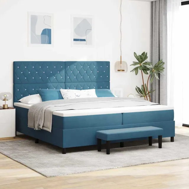 vidaXL Boxspring bed met matras Donkerblauw 200 x 200 cm Fluweel