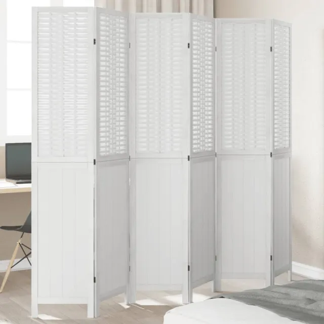 vidaXL Kamerscherm met 6 panelen massief paulowniahout wit, foto 2