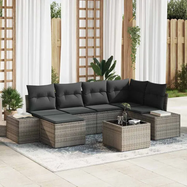 vidaXL Tuin Sofa Set 6 st Grijs poly rattan, foto 2