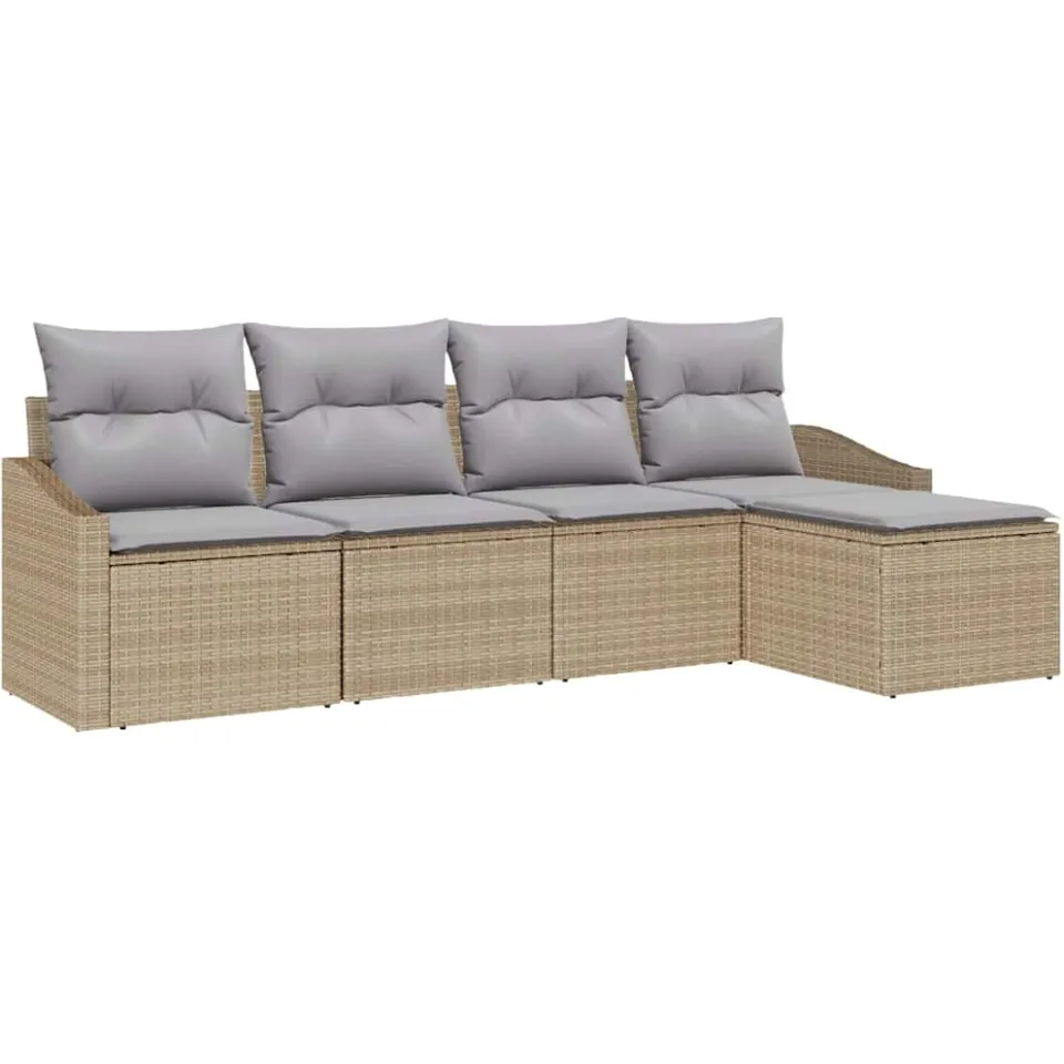 vidaXL Bankstel 5 st Beige poly rattan