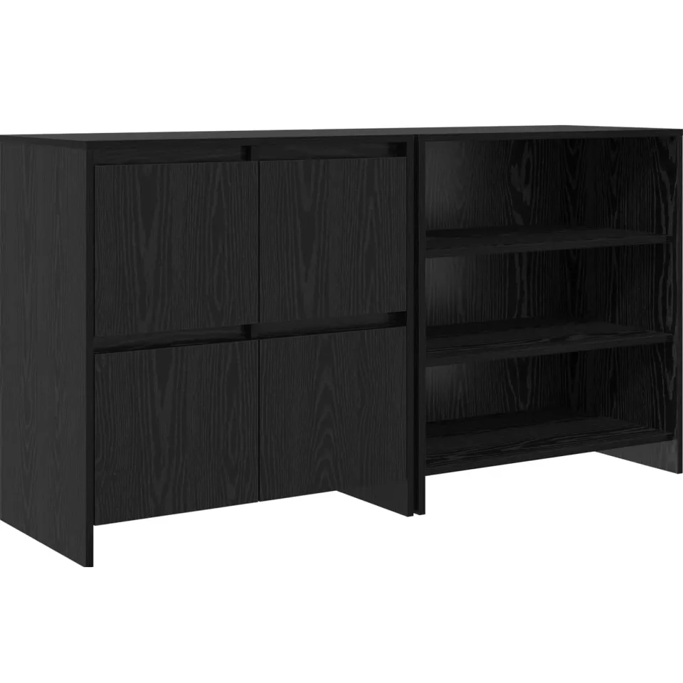 vidaXL Dressoir 2 st Zwart Eiken 70 x 41 x 75 cm Bewerkt hout, foto 3