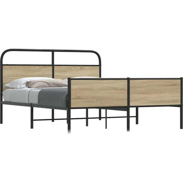 vidaXL Bedframe zonder matras metaal gerookt eikenkleurig 160x200 cm Bruin