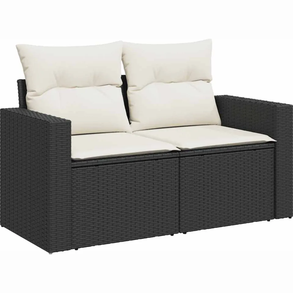 vidaXL 4-delige Loungeset met kussens poly rattan zwart, foto 4