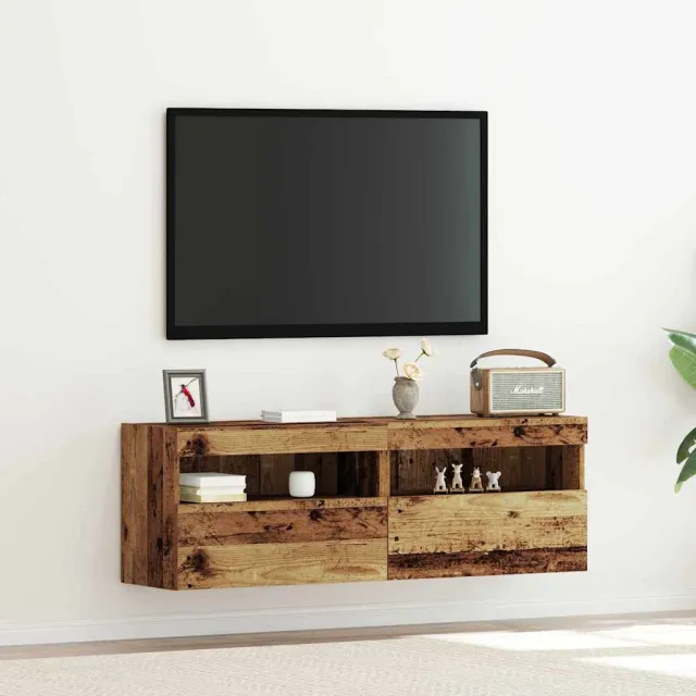 vidaXL TV Wandkast 2 st Oud hout Bewerkt hout bruin, foto 2