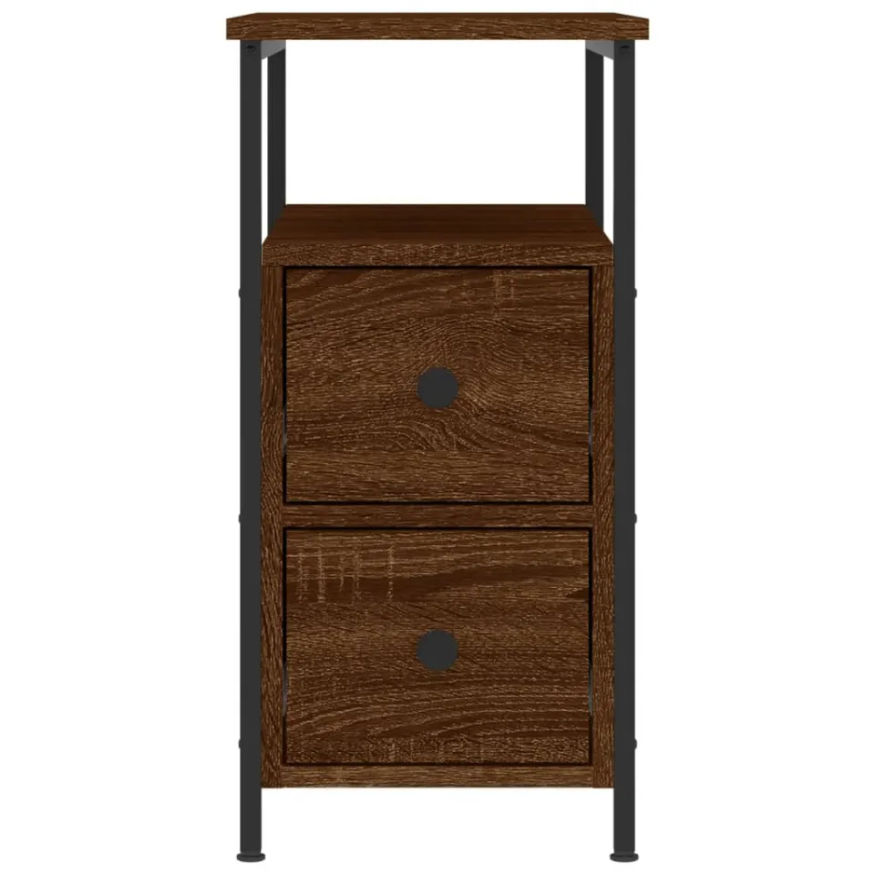 vidaXL Nachtkastjes 2 st 30x60x60 cm bewerkt hout bruin eikenkleur, foto 4