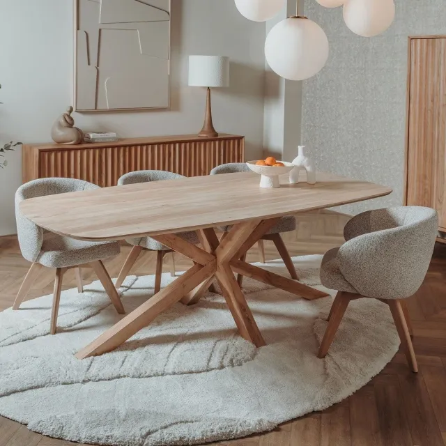 Tower Living Eettafel Crotone - Deens Ovaal Naturel Hout - 260x110x77cm